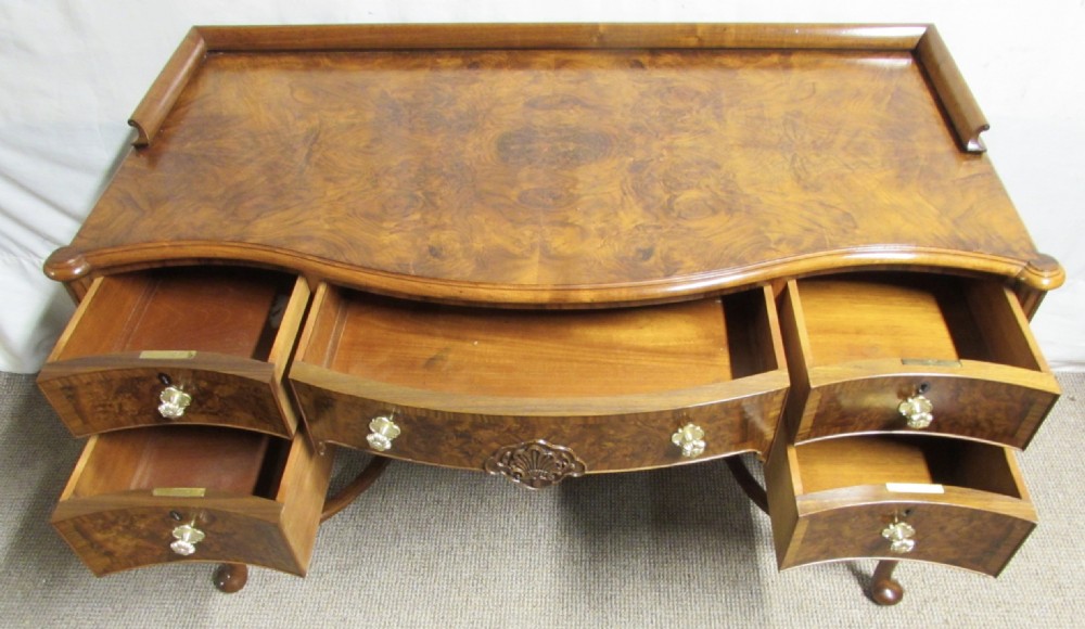 Burr Walnut Serpentine Desk  View III
