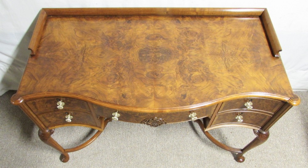 Burr Walnut Serpentine Desk  View XI