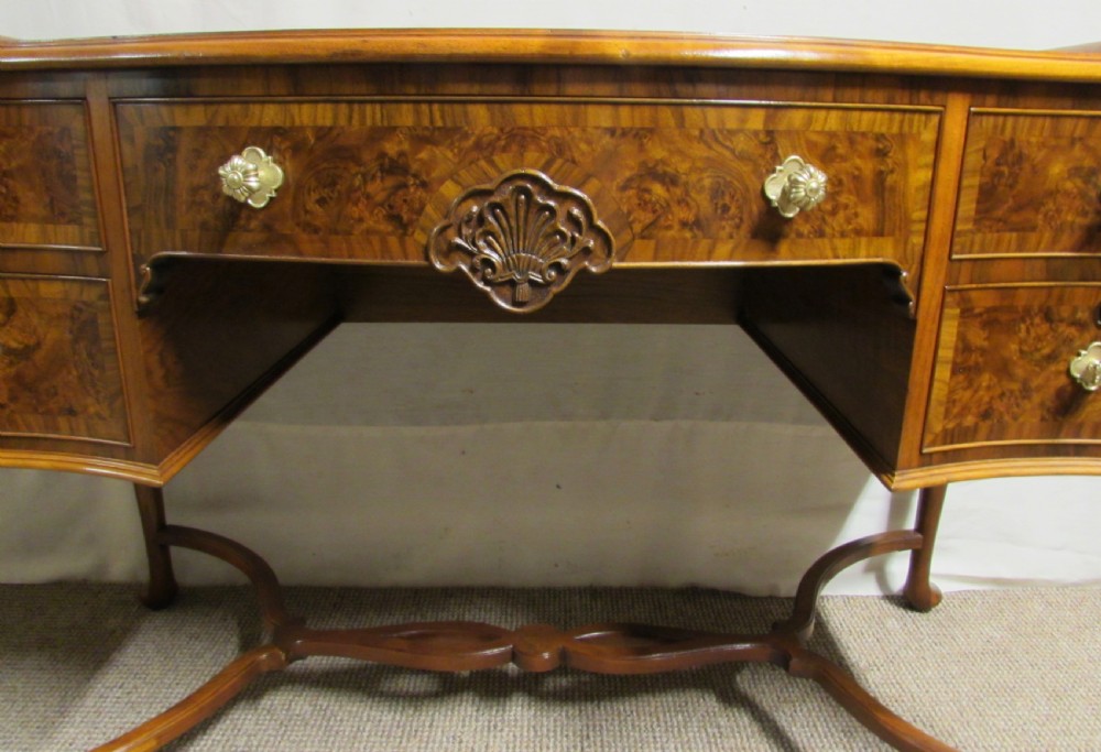 Burr Walnut Serpentine Desk  View XV