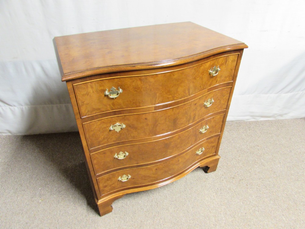 Burr Walnut Serpentine Chest of Drawers View II