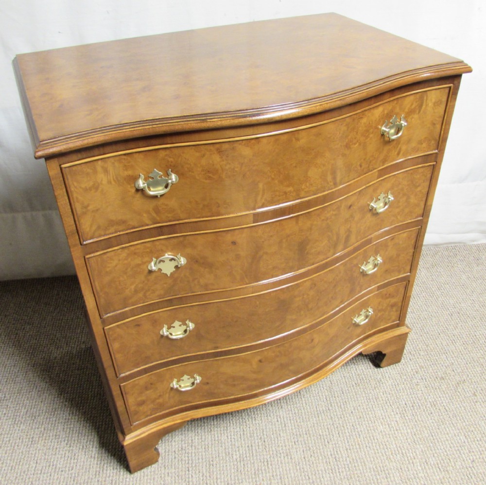 Burr Walnut Serpentine Chest of Drawers