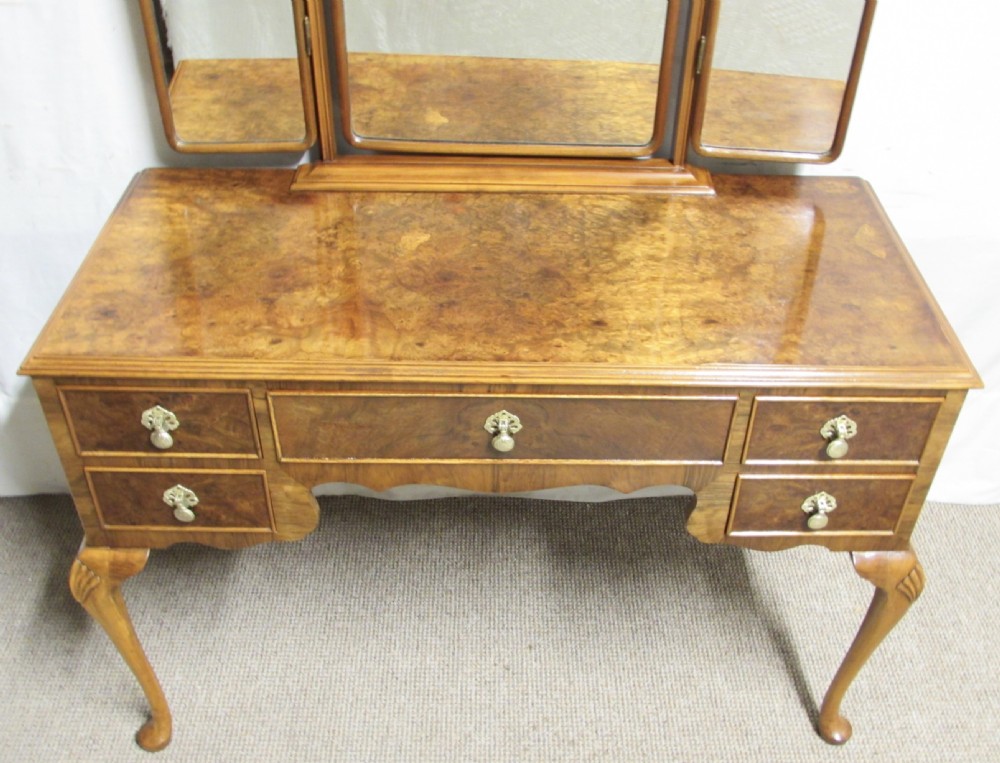 Burr Walnut Queen Anne Dressing Table View VII