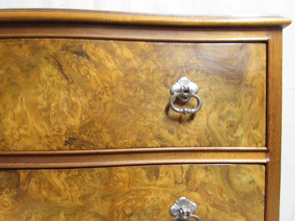 Burr Walnut Serpentine Chest of Drawers View V