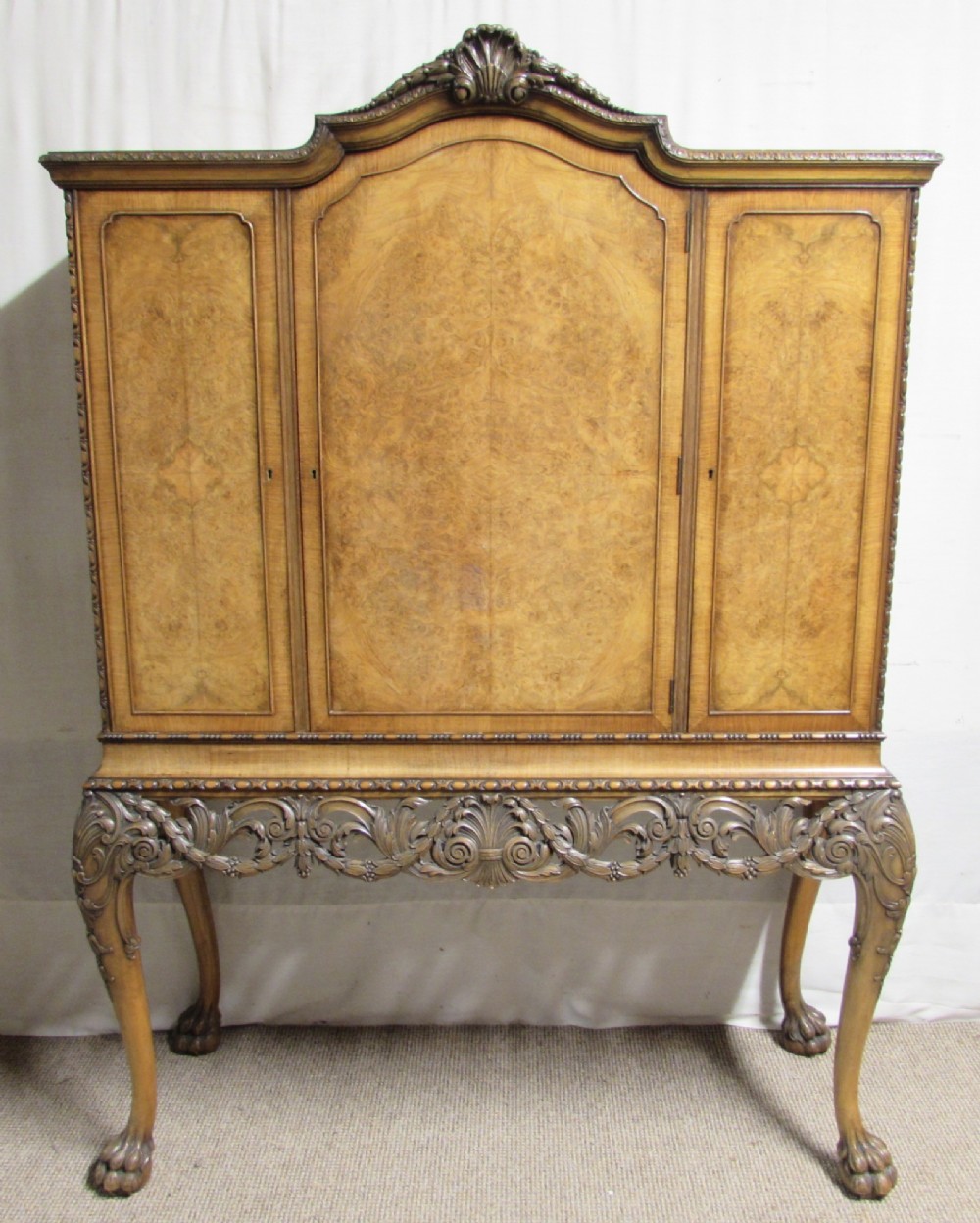 Magnificent Burr Walnut Cabinet on Stand