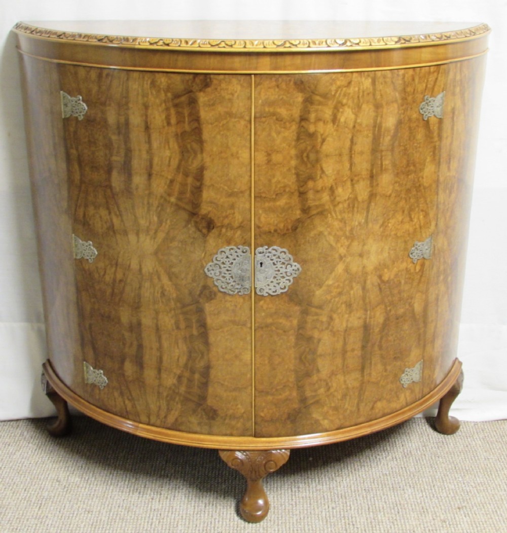 Demi Lune Burr Walnut Side Cabinet
