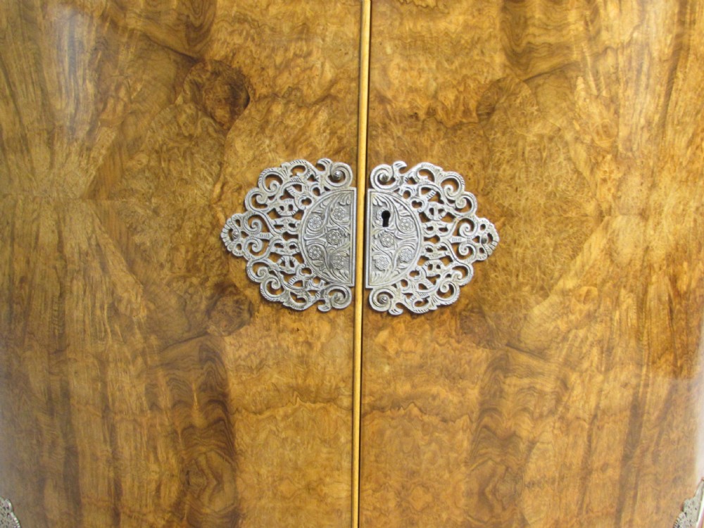 Demi Lune Burr Walnut Side Cabinet View IV