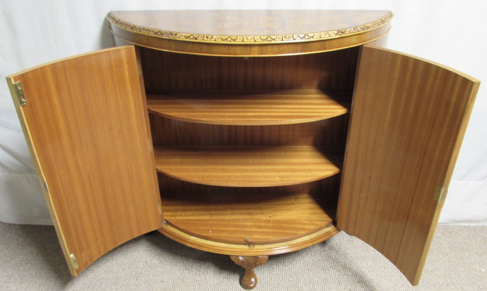 Demi Lune Burr Walnut Side Cabinet View V