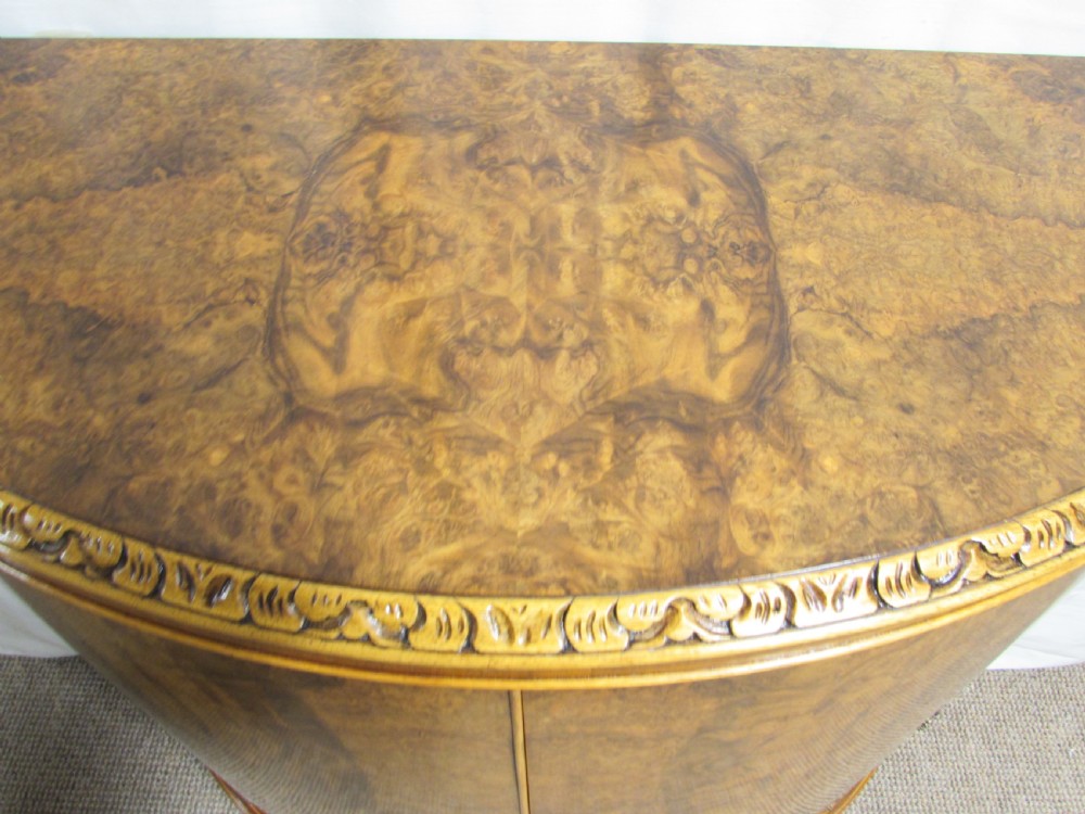 Demi Lune Burr Walnut Side Cabinet View VII