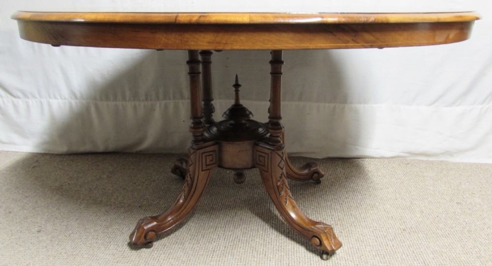 Victorian Burr Walnut Loo Dining Table View IV