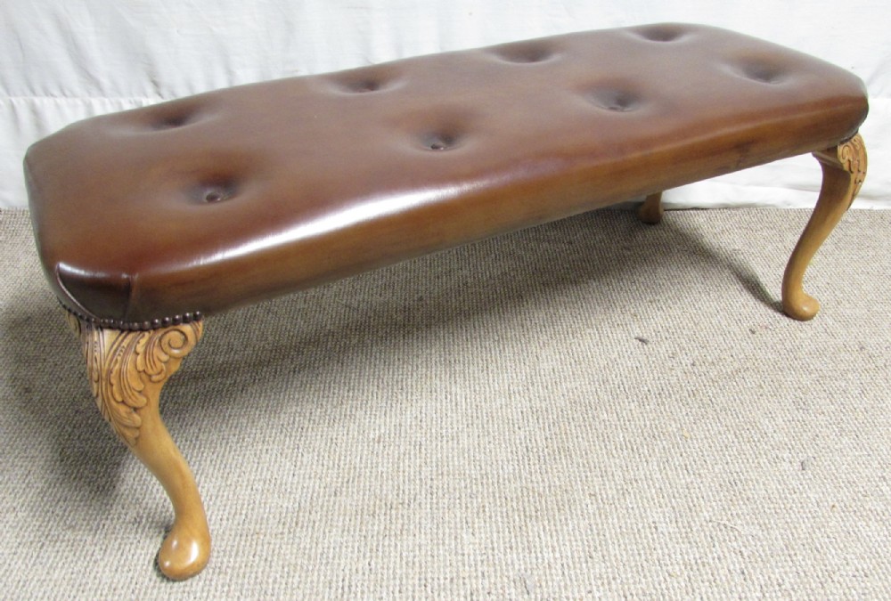Walnut Leather Duet Stool
