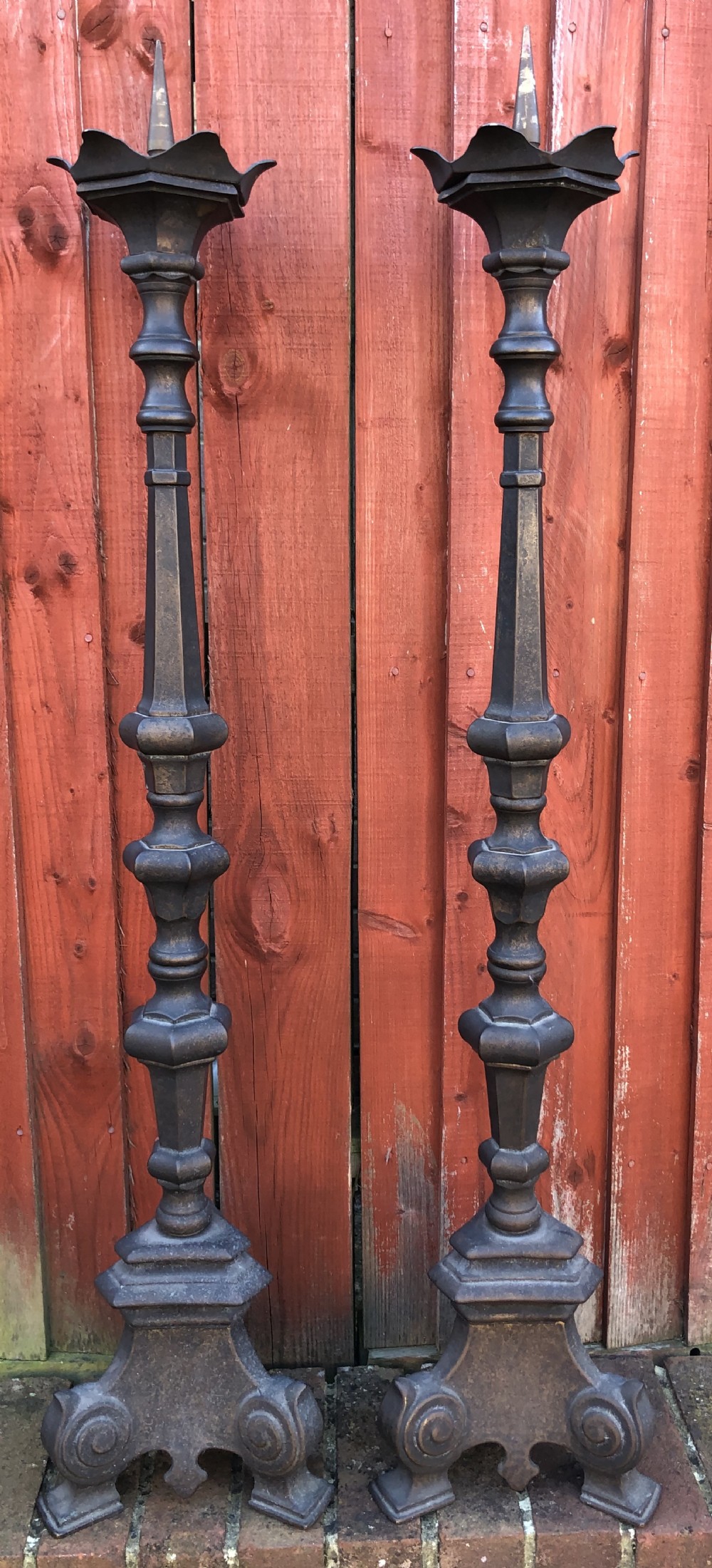 Large Pair French Brass Candlesticks