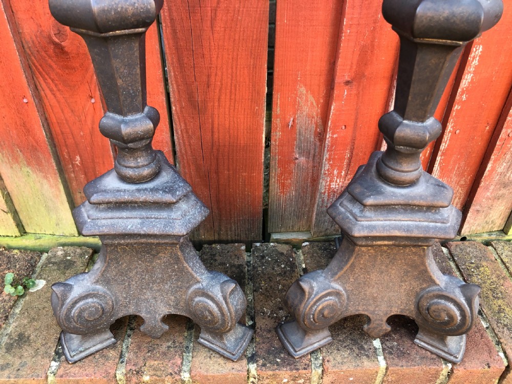 Large Pair French Brass Candlesticks View IV