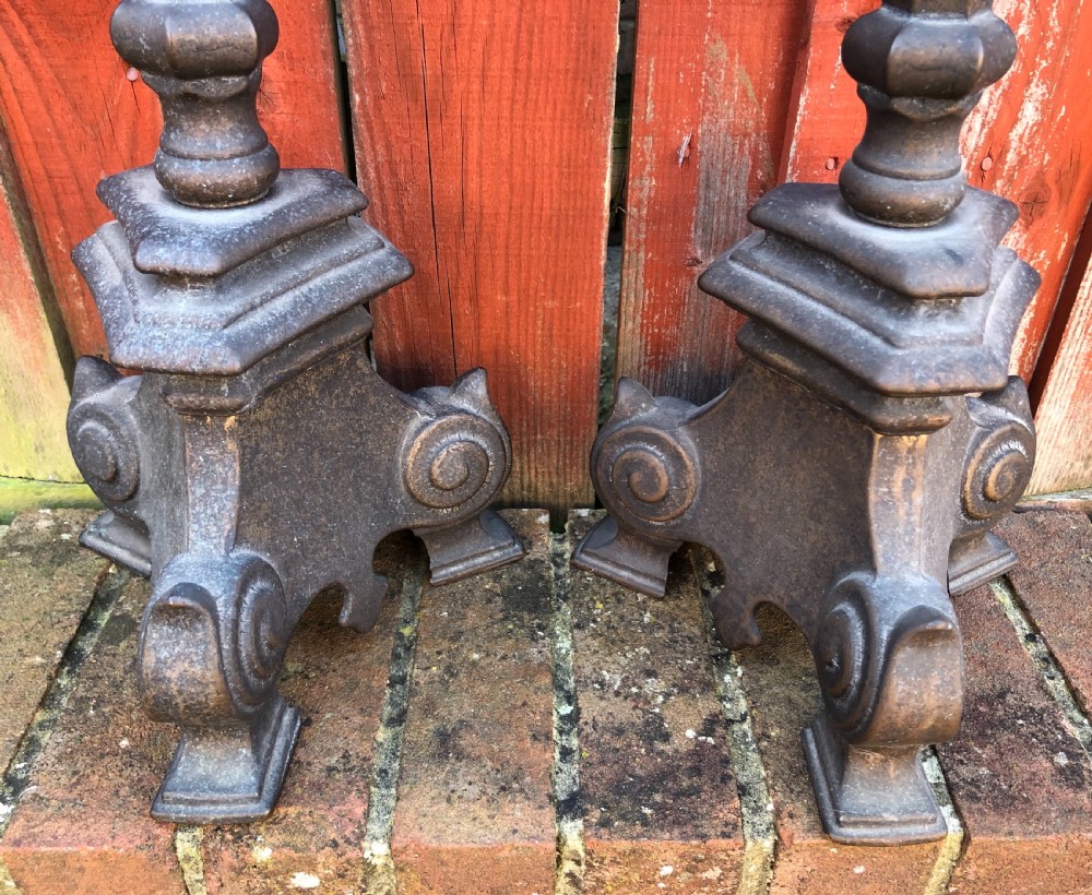 Large Pair French Brass Candlesticks View V