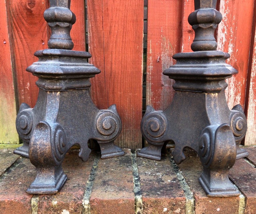 Large Pair French Brass Candlesticks View VII