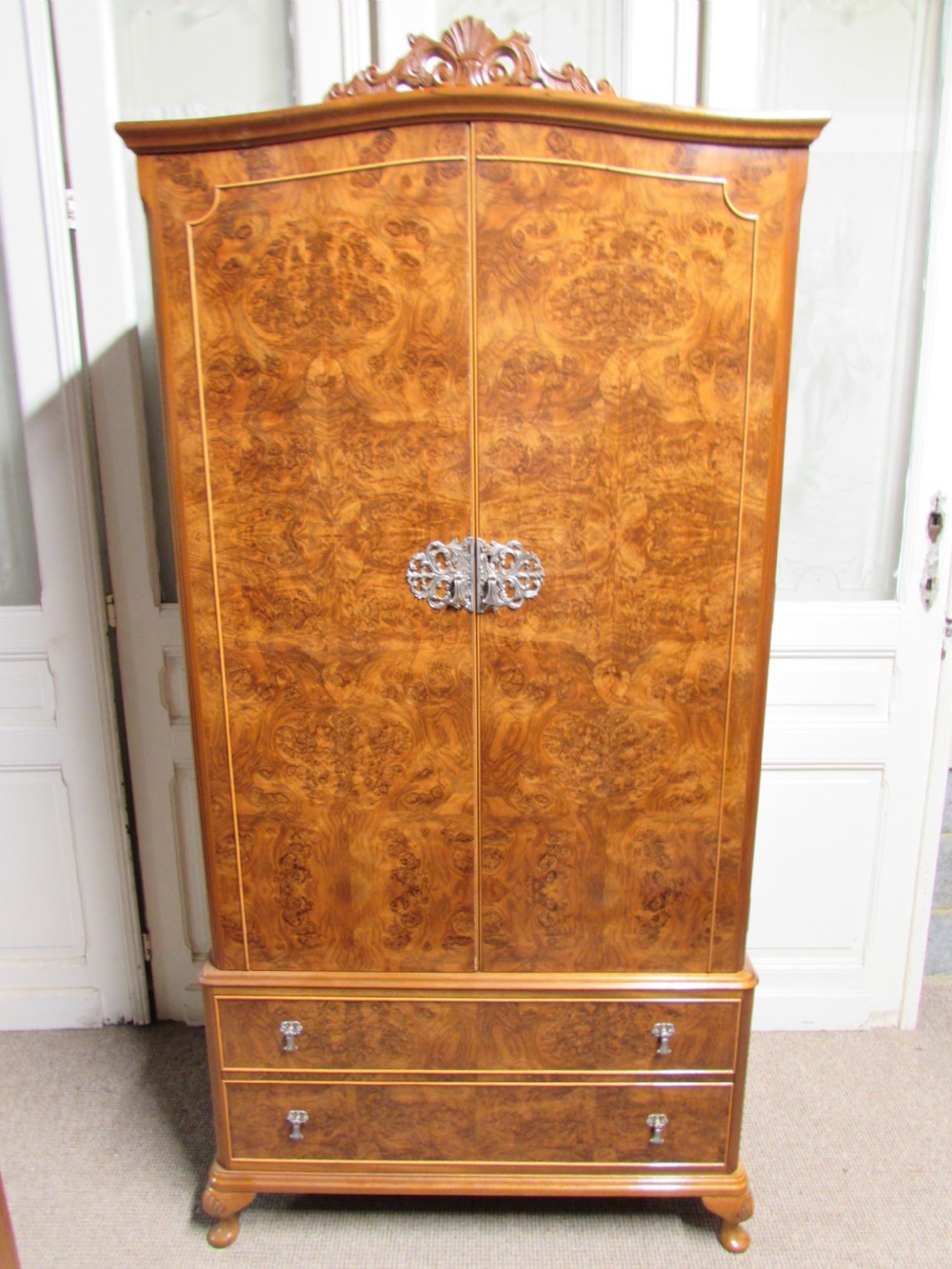 Fine Quality Burr Walnut Wardrobe View II