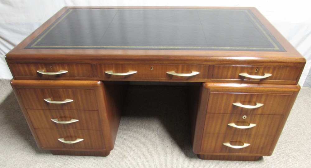 Art Deco Walnut Pedestal Desk