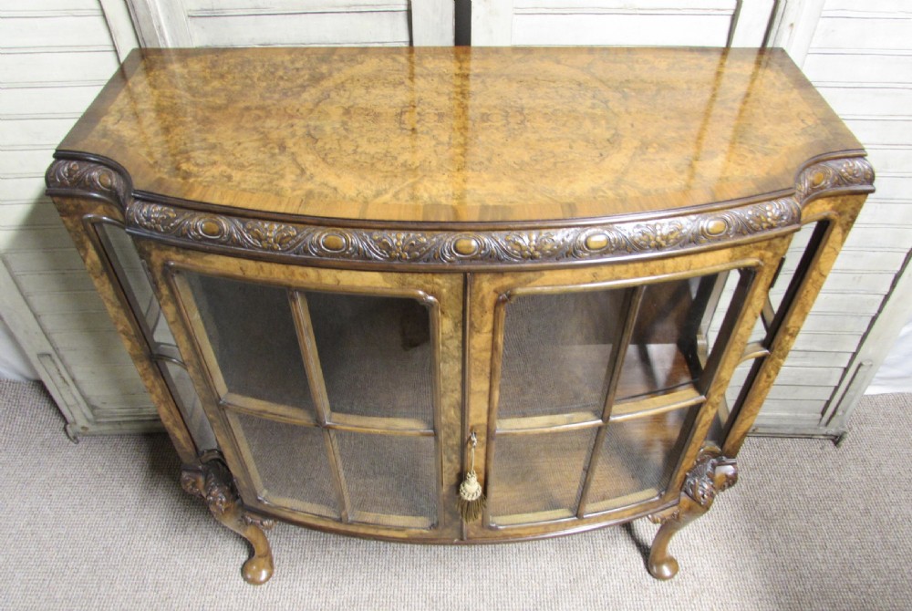 Finest Quality Burr Walnut Display Cabinet View III