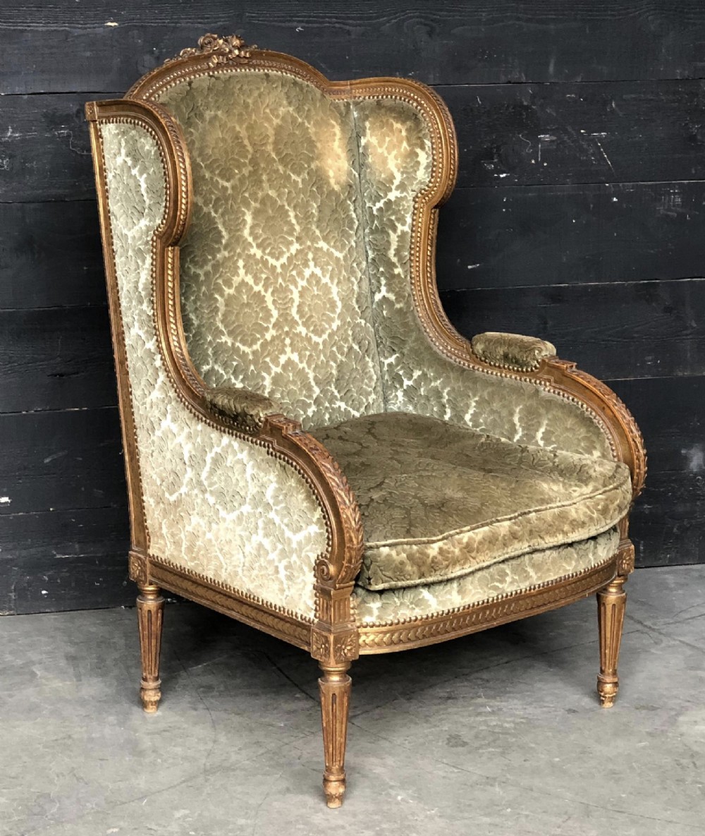 French Louis XVI Gilt Wood Arm Chair