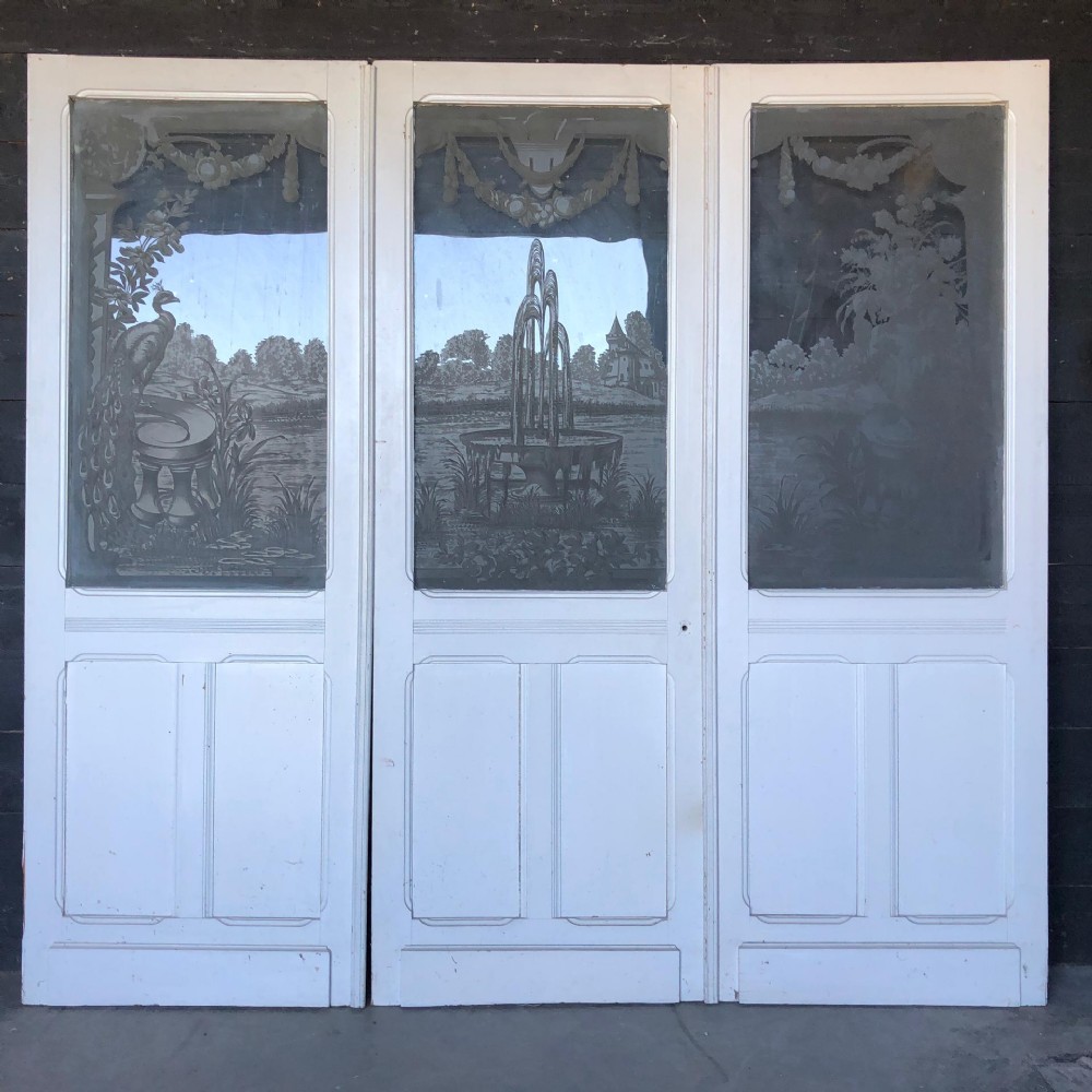 Set 3 French Etched Glass doors