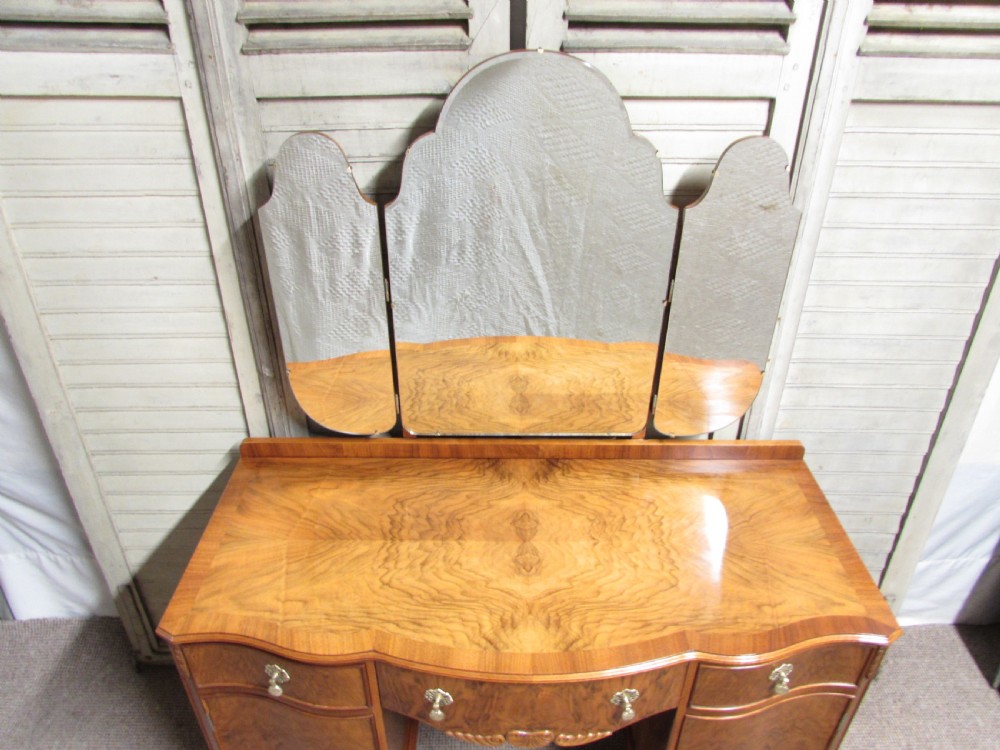 Burr Walnut Triple Mirror Dressing Table View II