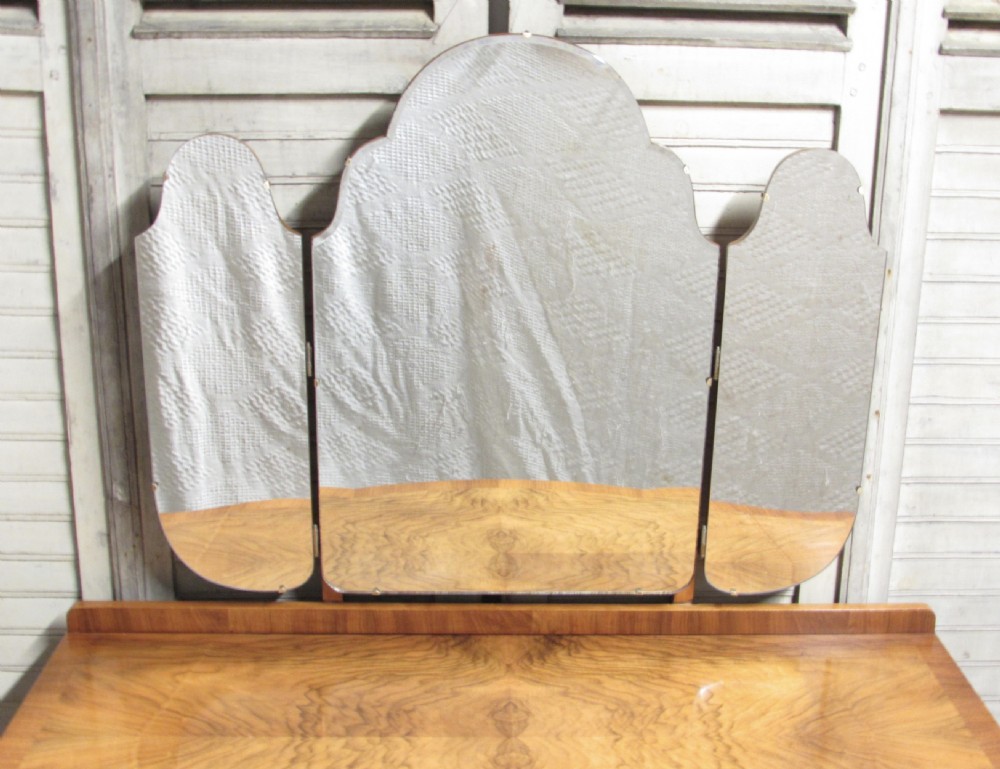 Burr Walnut Triple Mirror Dressing Table View IV
