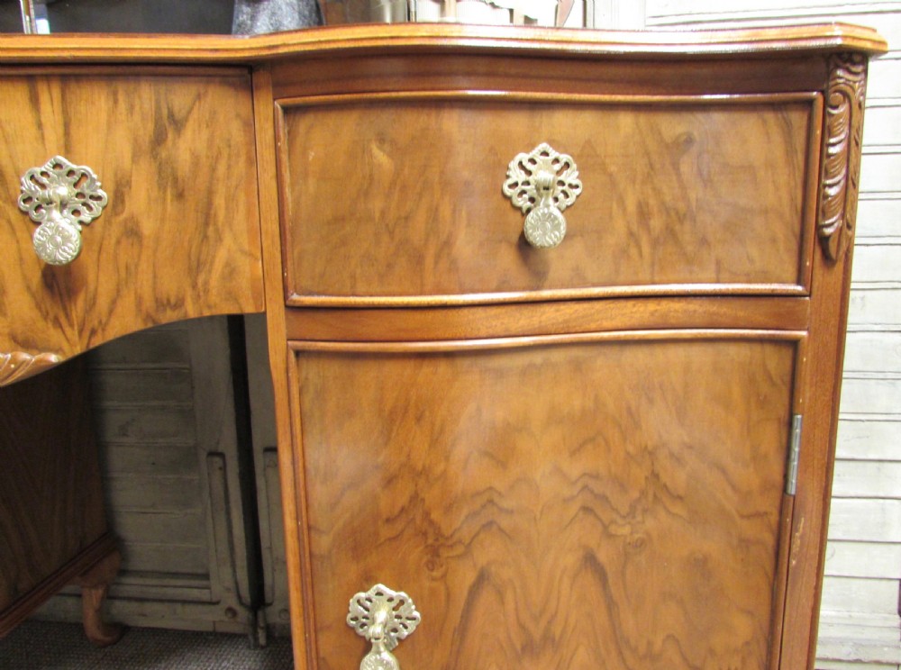 Burr Walnut Triple Mirror Dressing Table View XI