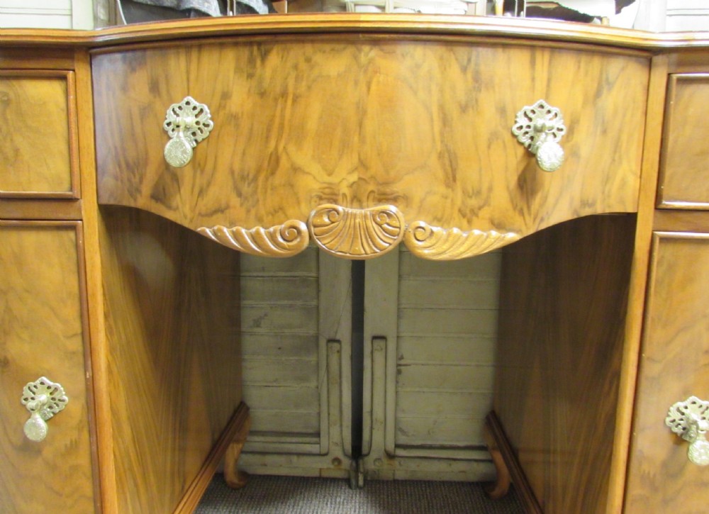 Burr Walnut Triple Mirror Dressing Table View XII
