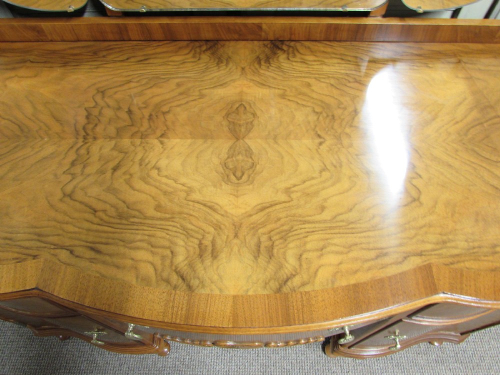 Burr Walnut Triple Mirror Dressing Table View XIV
