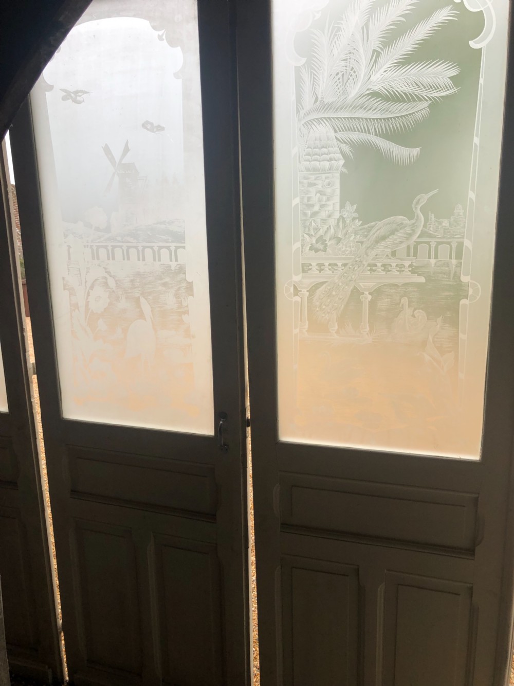Set 4 French Etched Glass Chateau Doors View X