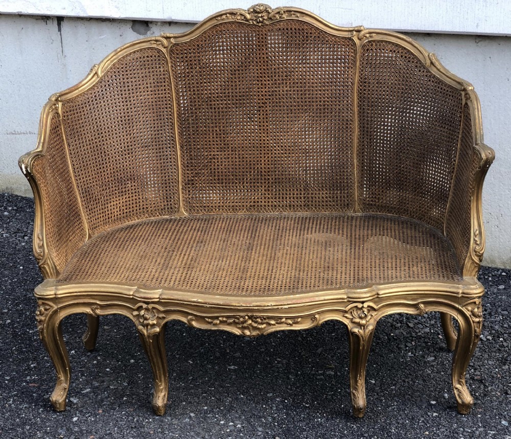 French Gilt Wood Napoleon III Settee