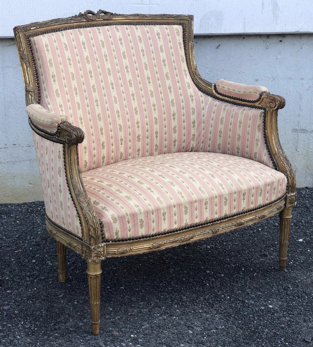 French Marquise Gilt Wood Settee