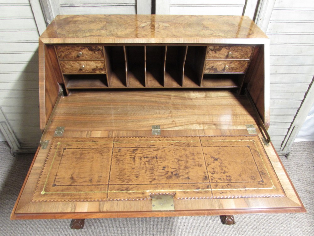 Queen Anne Burr Walnut Bureau View II