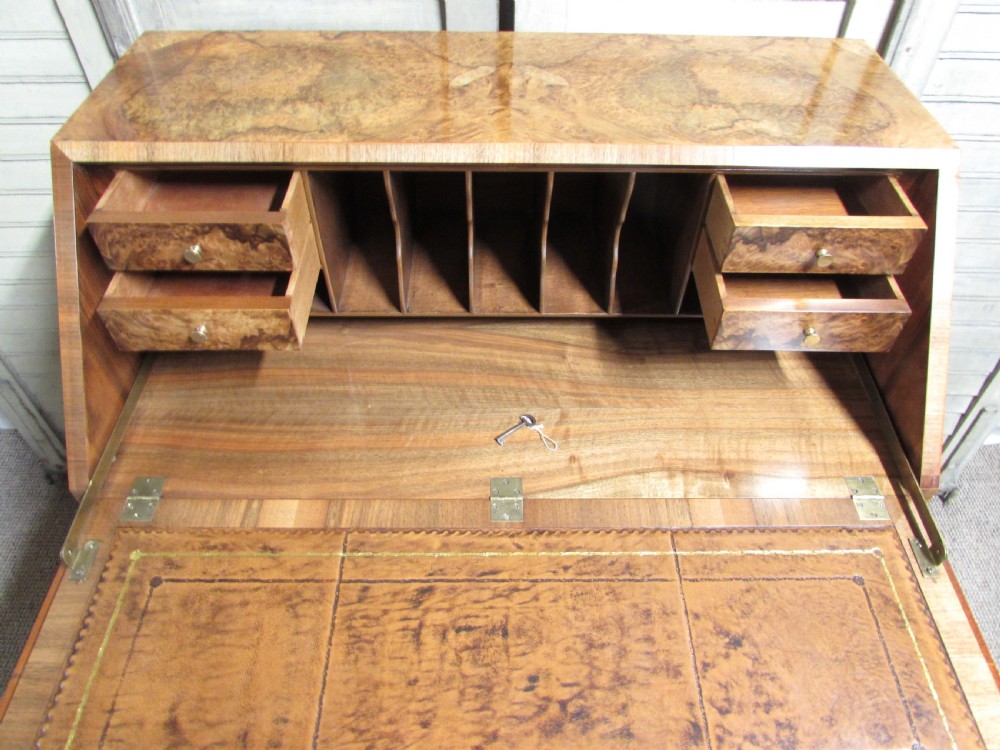 Queen Anne Burr Walnut Bureau View IV
