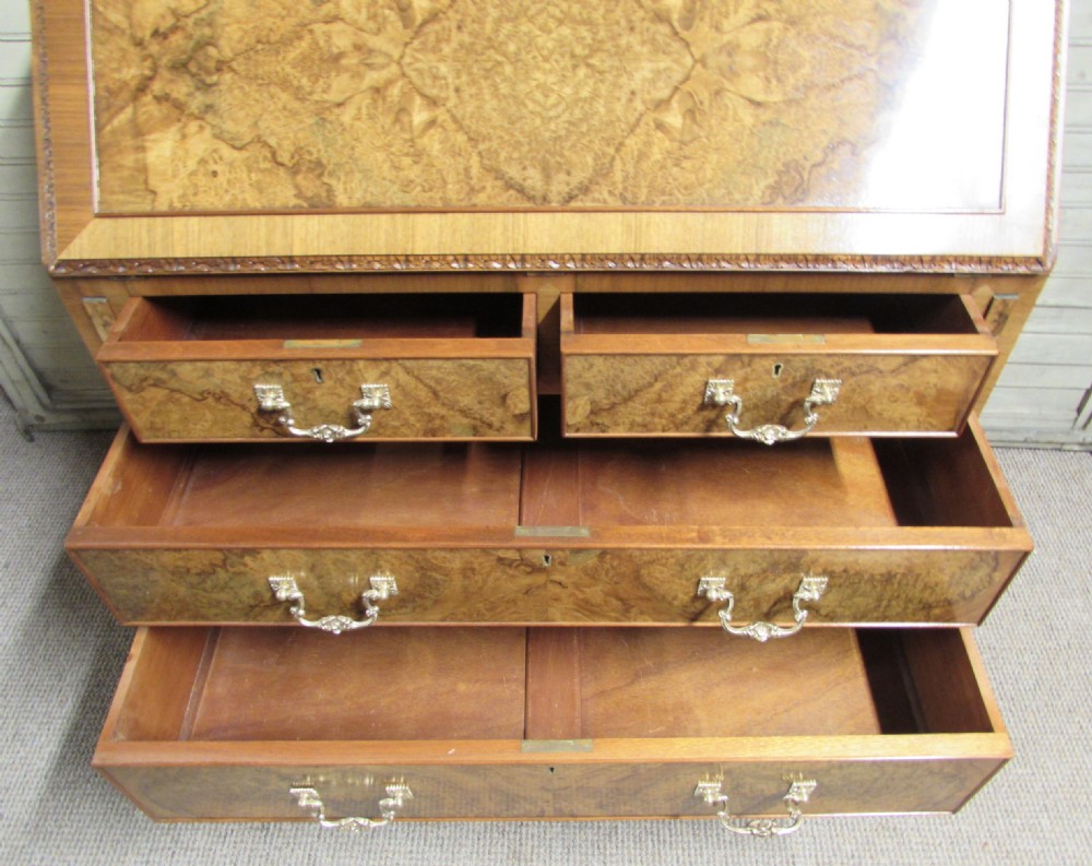Queen Anne Burr Walnut Bureau View VI