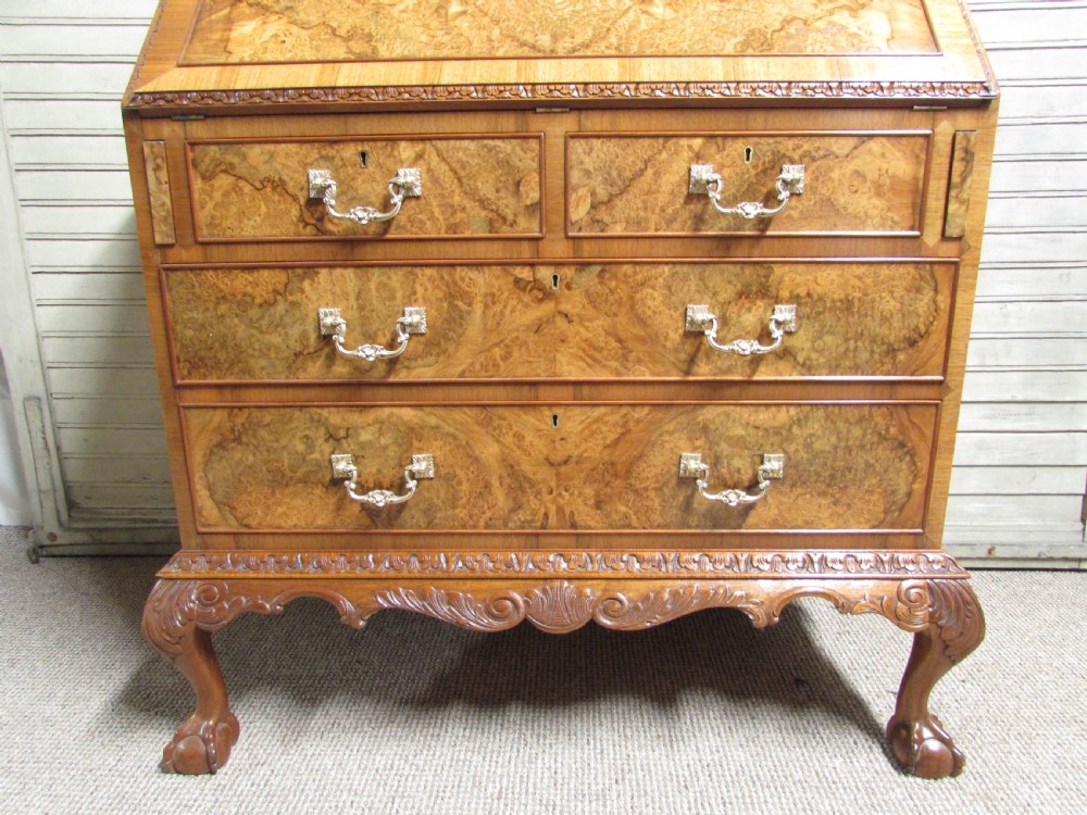 Queen Anne Burr Walnut Bureau View VIII