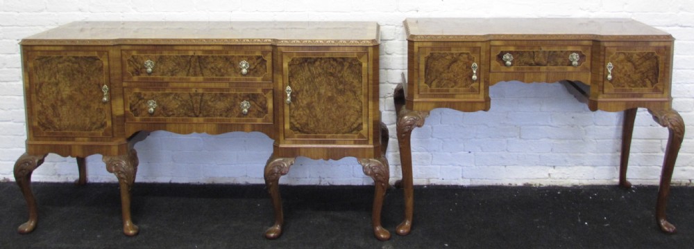 Burr Walnut Queen Anne Dining Suite View V
