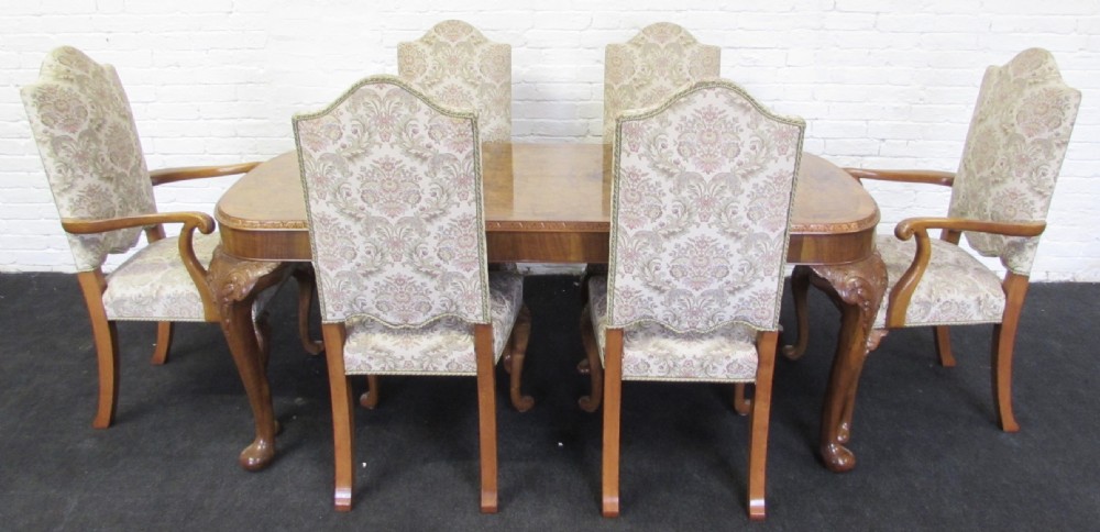 Burr Walnut Queen Anne Dining Suite View II