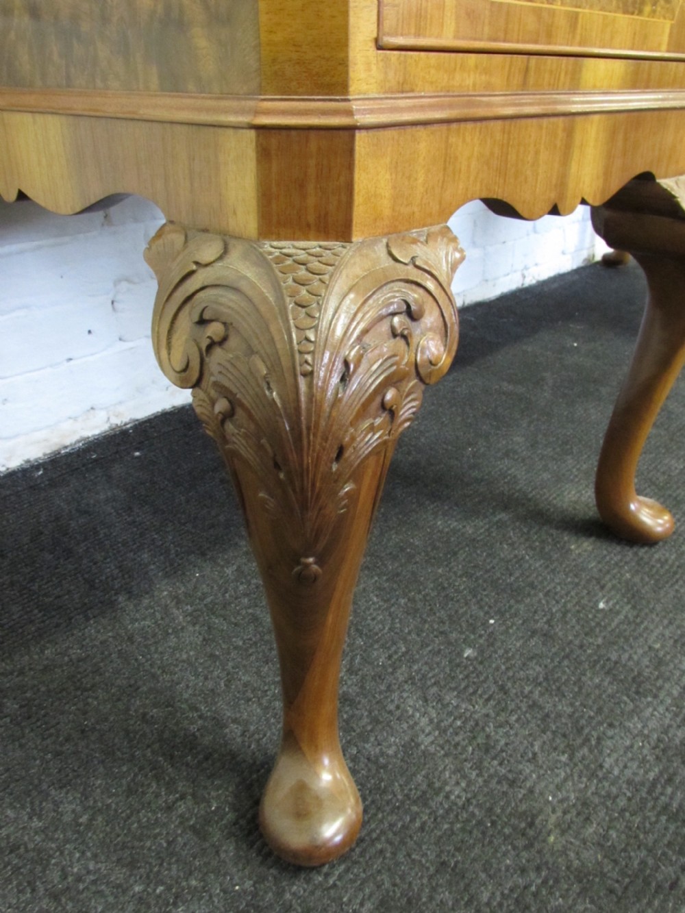 Burr Walnut Queen Anne Dining Suite View XII
