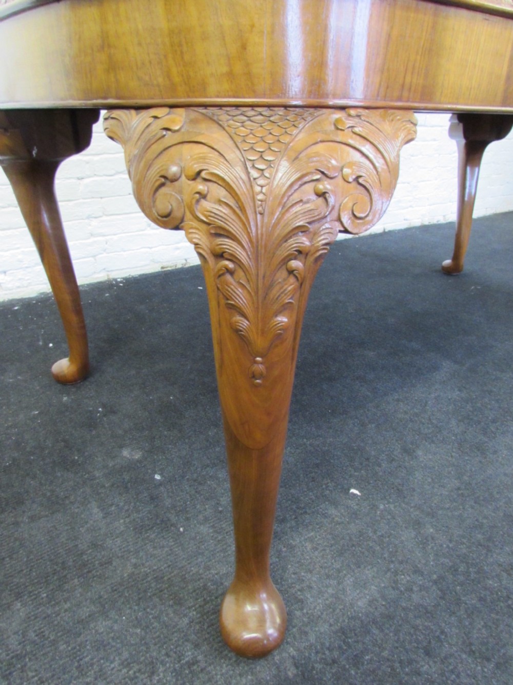 Burr Walnut Queen Anne Dining Suite View XXVII
