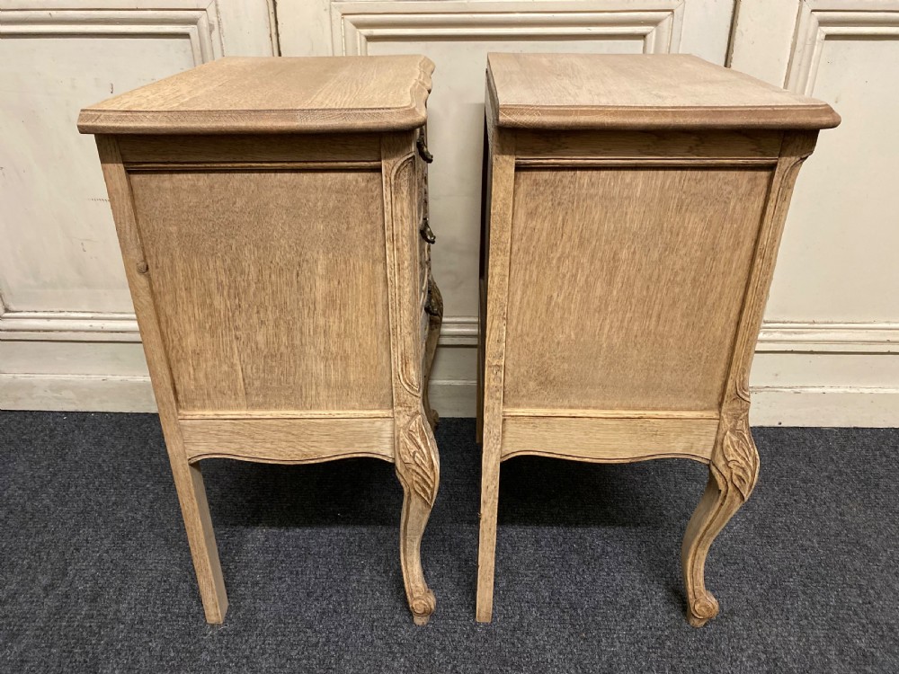 Pair Bleached Oak French Bedside Chests View VI