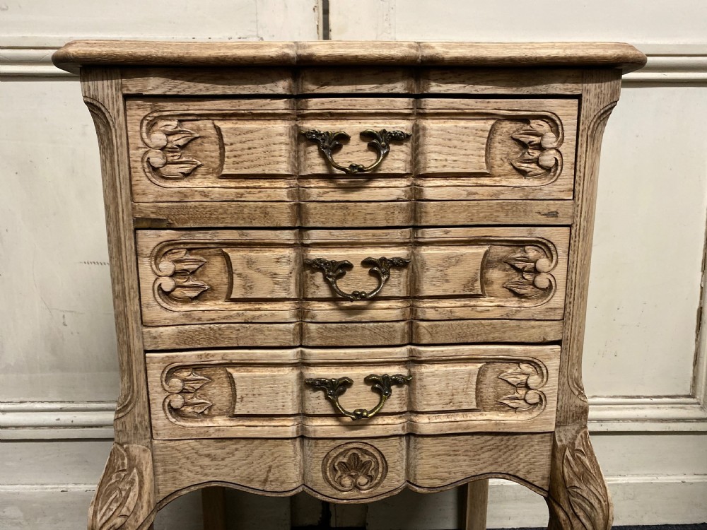 Pair Bleached Oak French Bedside Chests View VIII