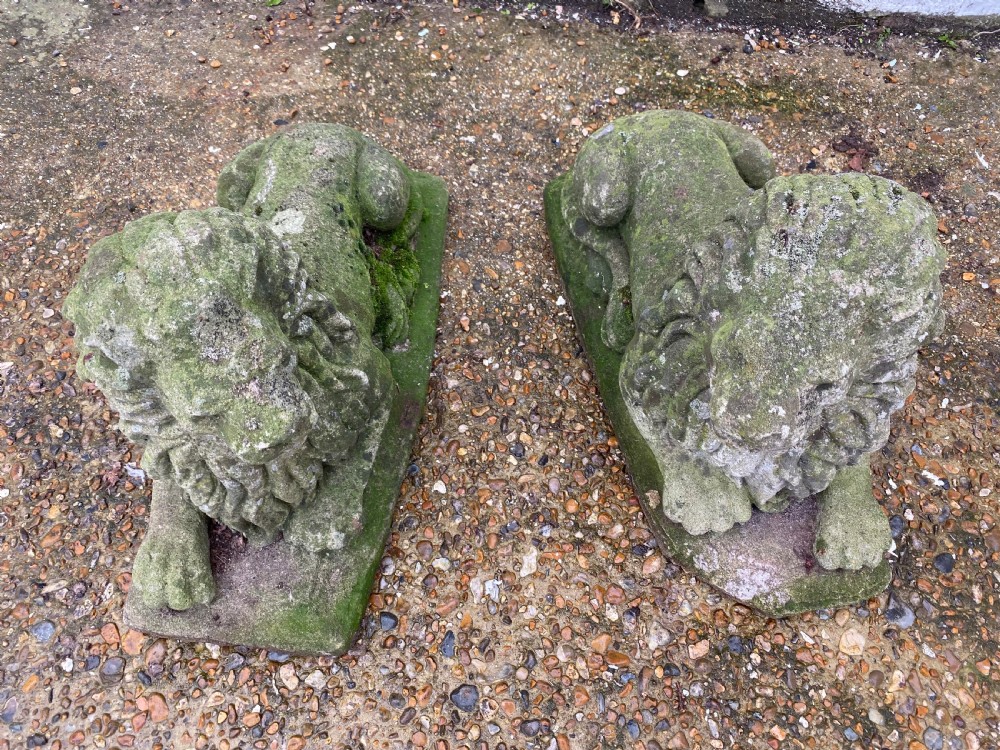 Pair Garden Ornamental Lions  View II