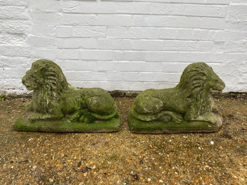 Pair Garden Ornamental Lions  View III