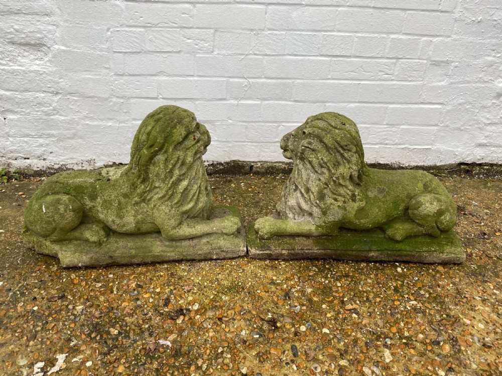 Pair Garden Ornamental Lions  View V