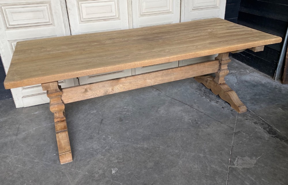 French Bleached Oak Farmhouse Dining Table 