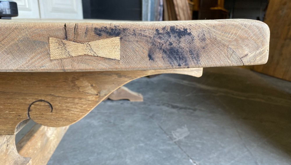 French Bleached Oak Farmhouse Dining Table  View XI