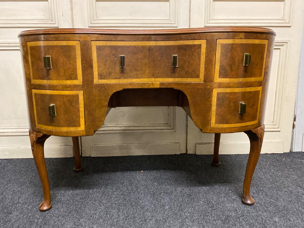Burr Walnut Kidney Desk View II
