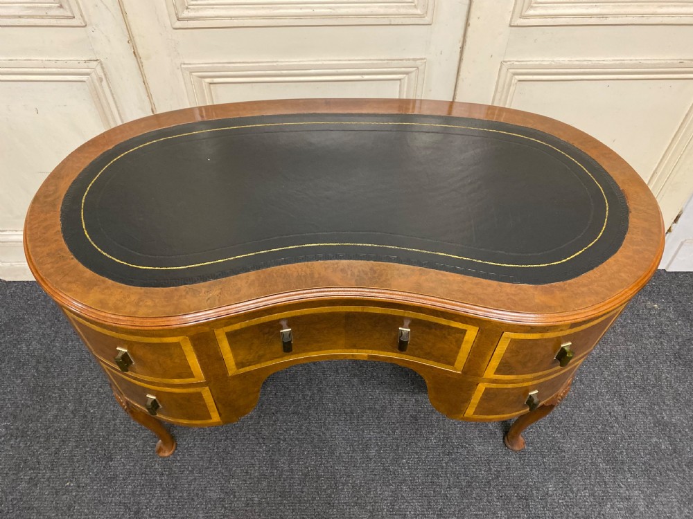 Burr Walnut Kidney Desk View III