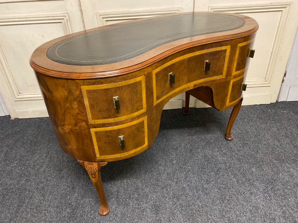 Burr Walnut Kidney Desk View VIII