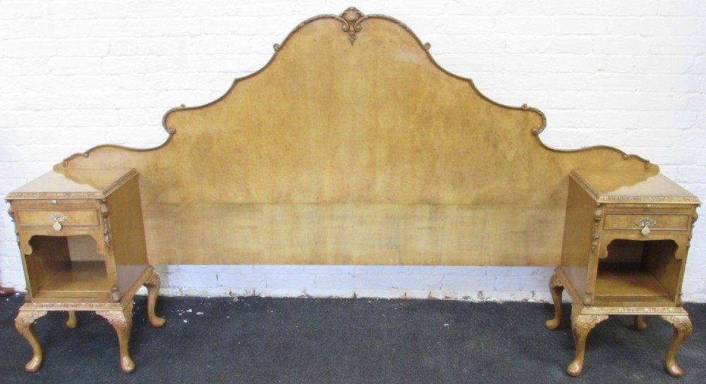 Pair Burr Walnut Bedsides (can be without headboard)
